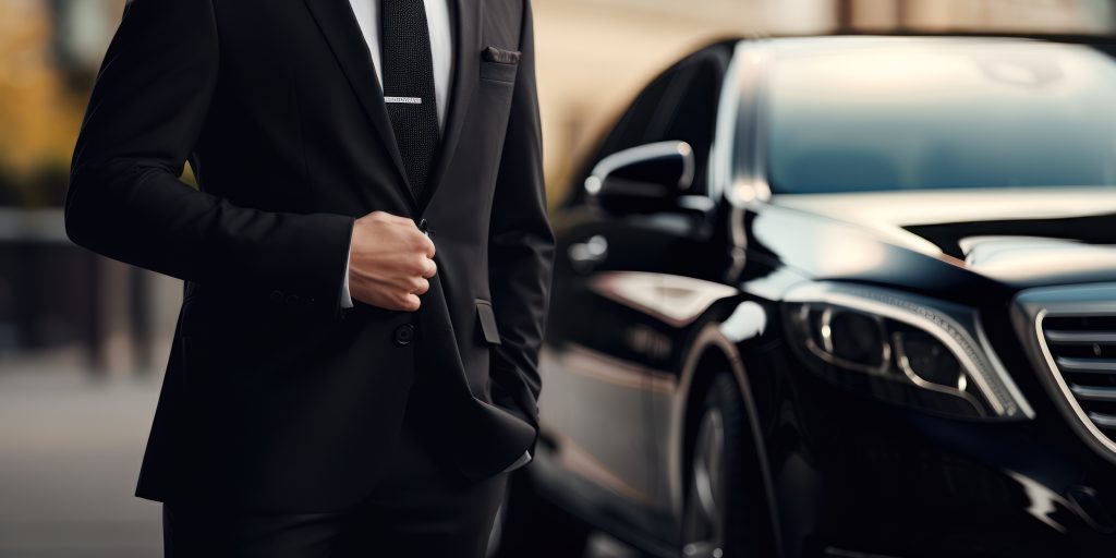 Lusis Agency - Chauffeur privé, avec voiture de tourisme en arrière-plan